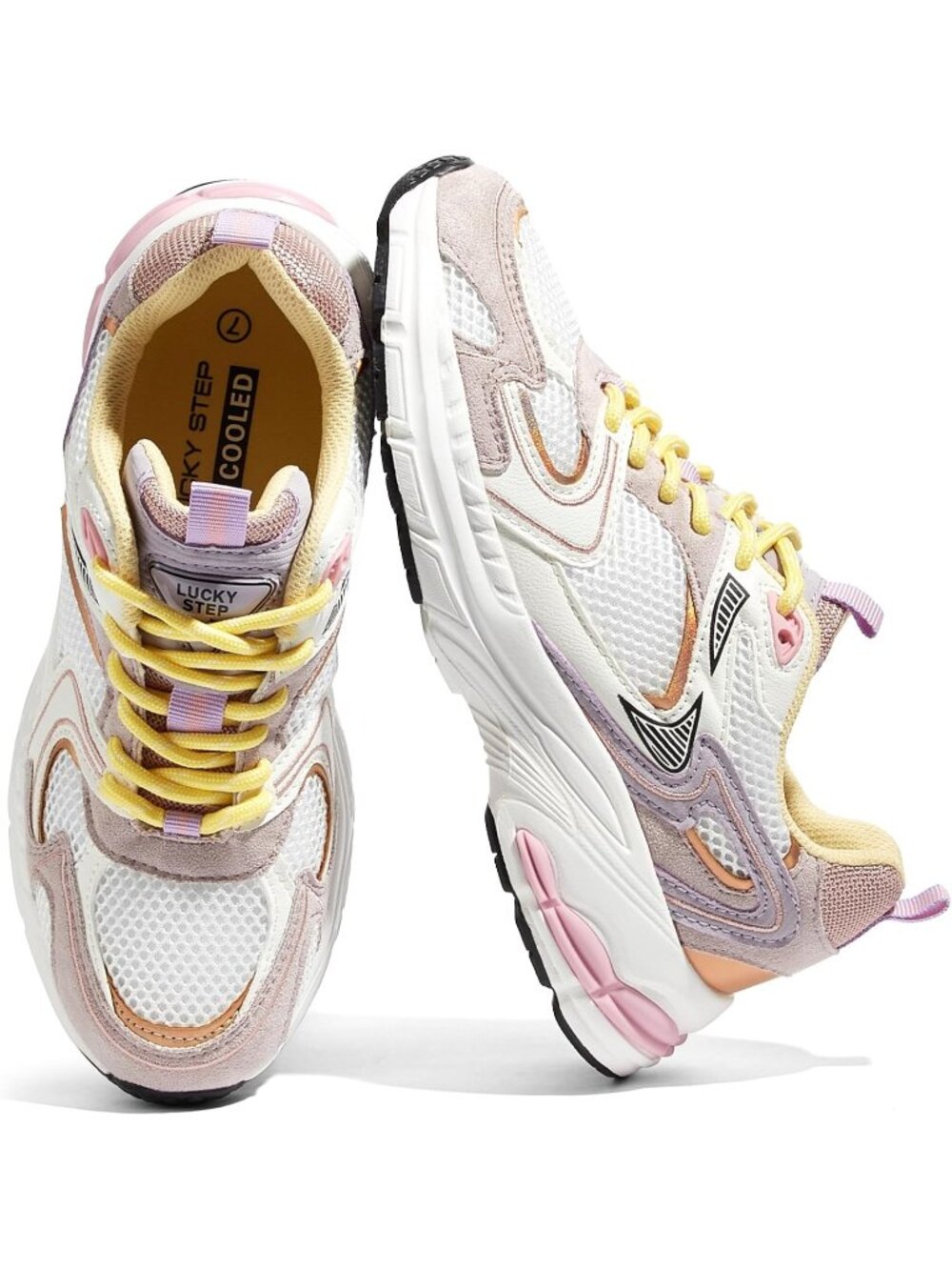 Women's White Purple Chunky Mesh Sneakers Casual Athletic Tennis Walking Shoes